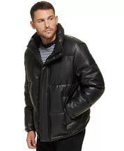 Calvin Klein Men's Faux Leather Classic Puffer Jacket Coat Black XL