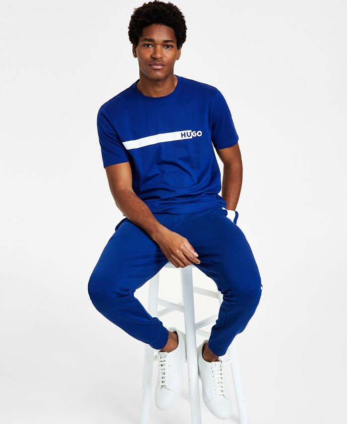 HUGO by Hugo Boss Men's Dierro Short-Sleeve Crewneck Logo T-Shirt Blue Small