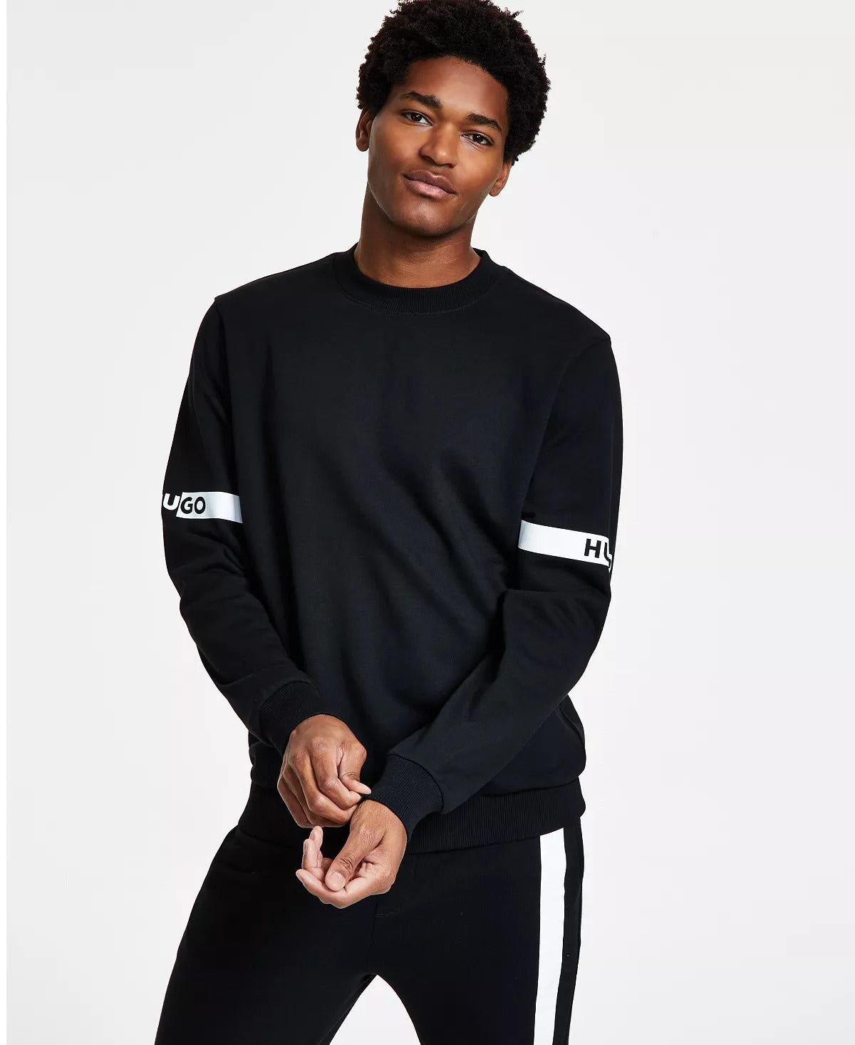 HUGO BOSS Mens Dapar Long-Sleeve Crewneck Sweatshirt XXL Black