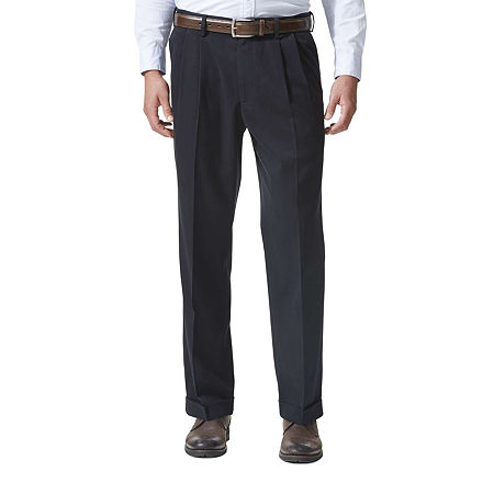 Dockers Mens Comfort Relaxed Fit Khaki Stretch Dress Pants Navy 44 x 30