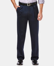 Haggar Mens Classic fit Dress Pants 36 / 32 Navy Blue Solid Stretch