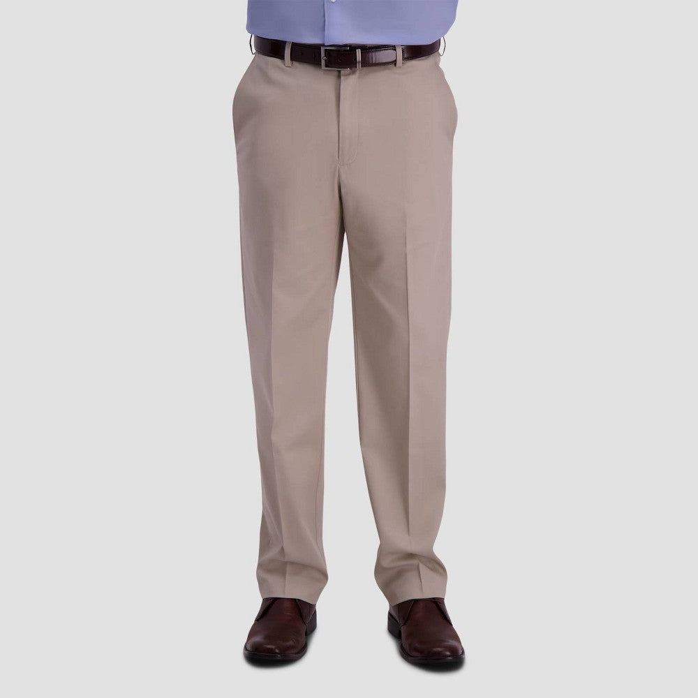 Haggar Mens Classic fit Cotton Dress Pants 36 / 29 Beige Solid
