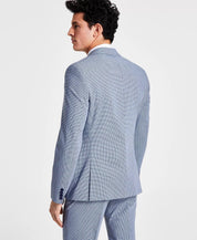 Bar III Mens Slim Fit Mini Check Suit Jacket Blue 38R