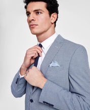 Bar III Mens Slim Fit Mini Check Suit Jacket Blue 36R