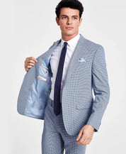 BAR III Men's Slim Fit Mini Check Suit Jacket Blue 46R Sport Coat