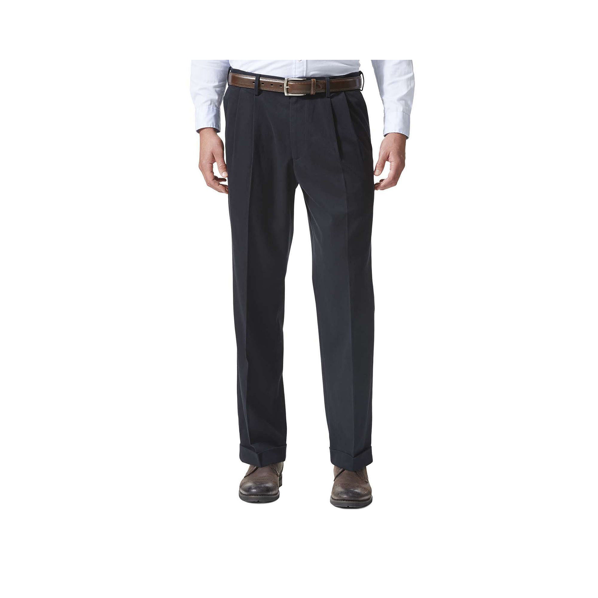 Dockers Men's Comfort Relaxed Pleated Cuffed Fit Dress Pants Navy 40 x 32