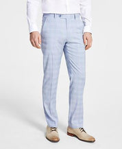 Alfani Men Slim fit Dress Pants 30 / 32 Light Blue Plaid Stretch