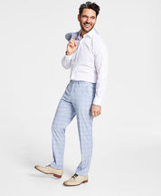 Alfani Men Slim fit Dress Pants 30 / 32 Light Blue Plaid Stretch