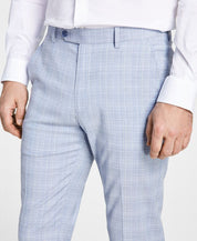 Alfani Men Slim fit Dress Pants 30 / 32 Light Blue Plaid Stretch