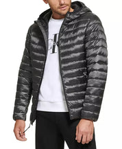 Calvin Klein Men's Hooded & Quilted Packable Jacket XXL 2XL Granite Grey