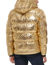 Levis Mens Quilted Hood Gold Bandana Puffer Jacket Coat  Small