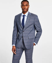 Calvin Klein Men Slim Fit Wool Blend Stretch Grey Blue Suit Jacket 42R