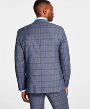 Calvin Klein Mens Slim-Fit Wool Stretch Suit Jacket Grey Blue 44R