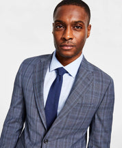 Calvin Klein Men's Slim-Fit Wool Stretch Suit Jacket Grey Blue 42L