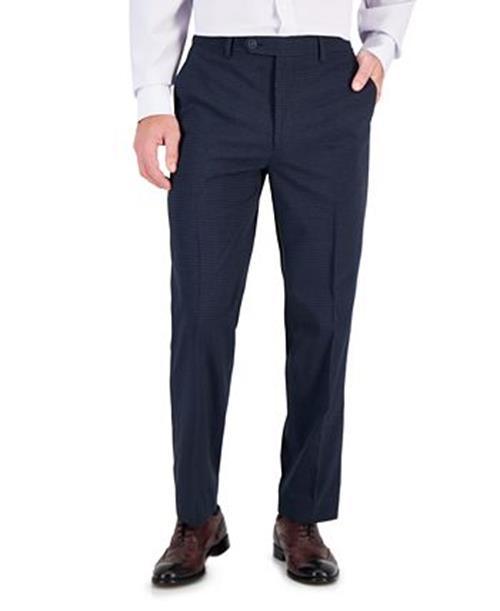 NAUTICA Mens Modern-Fit Bi-Stretch Suit 46R / 41 x 32 Navy Blue Check