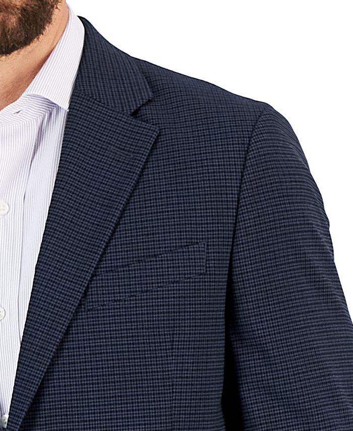NAUTICA Mens Modern-Fit Bi-Stretch Suit 46R / 41 x 32 Navy Blue Check
