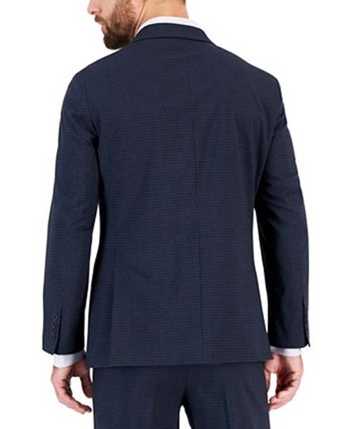 Nautica Mens Modern Fit Bi Stretch Suit 40S / 34 x 32 Blue Tick Plaid