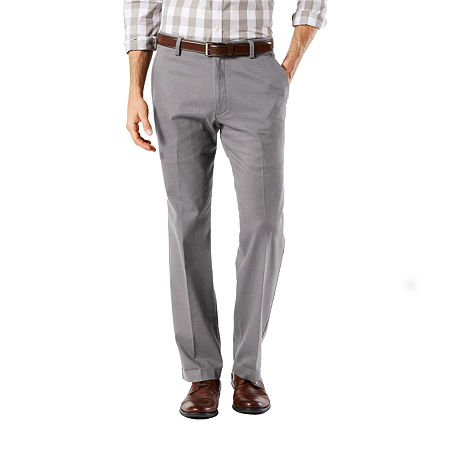 Dockers Mens Stright Fit Flat Front Stretch Khaki Pants Grey 34 x 34