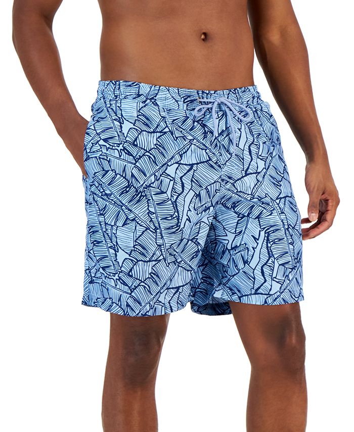 Club Room Men's Ben Tropical Swim Trunks Pale Ink Blue Combo XXL