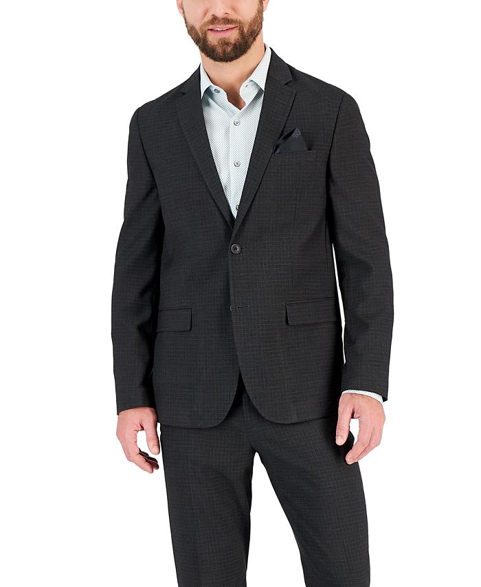 Vince Camuto Mens Slim fit Suit Jacket Blazer 44 R Grey Plaid
