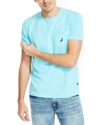 Nautica Men's Crew Neck Pocket T shirt Turquoise Aqua Blue Small