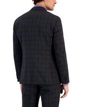 Hugo by Hugo Boss Mens Modern Fit Check Suit Jacket 42S Charcoal Grey Blue Plaid