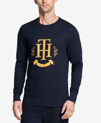 Tommy Hilfiger Men's Thermal Waffle Graphic Long-Sleeve T Shirt Small Navy
