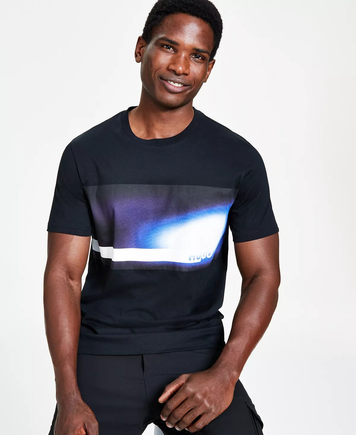 HUGO BOSS Men's Doform Cotton Graphic Short-Sleeve T Shirt XL Black