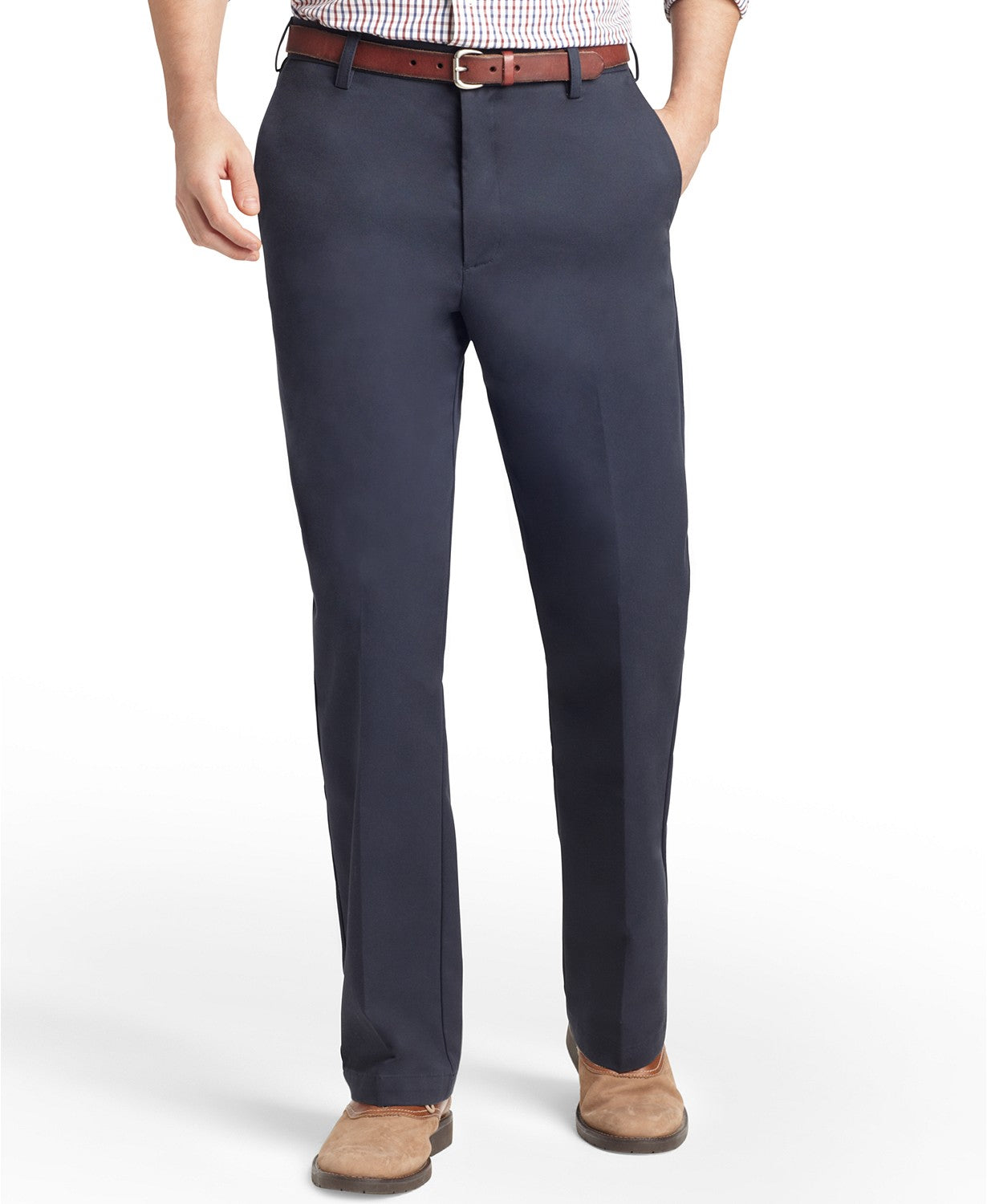 IZOD Men's American Straight-Fit Flat Front Chino Khaki Pants 36 x 32 Navy