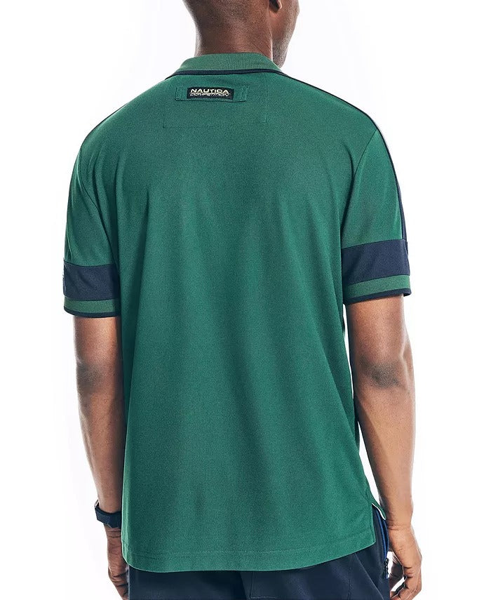 Nautica Men's Competition Sustainably Crafted Polo Shirt Large Green White Blue