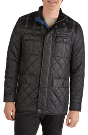 Cole Haan Black Mixed Media Quilted Jacket  Large