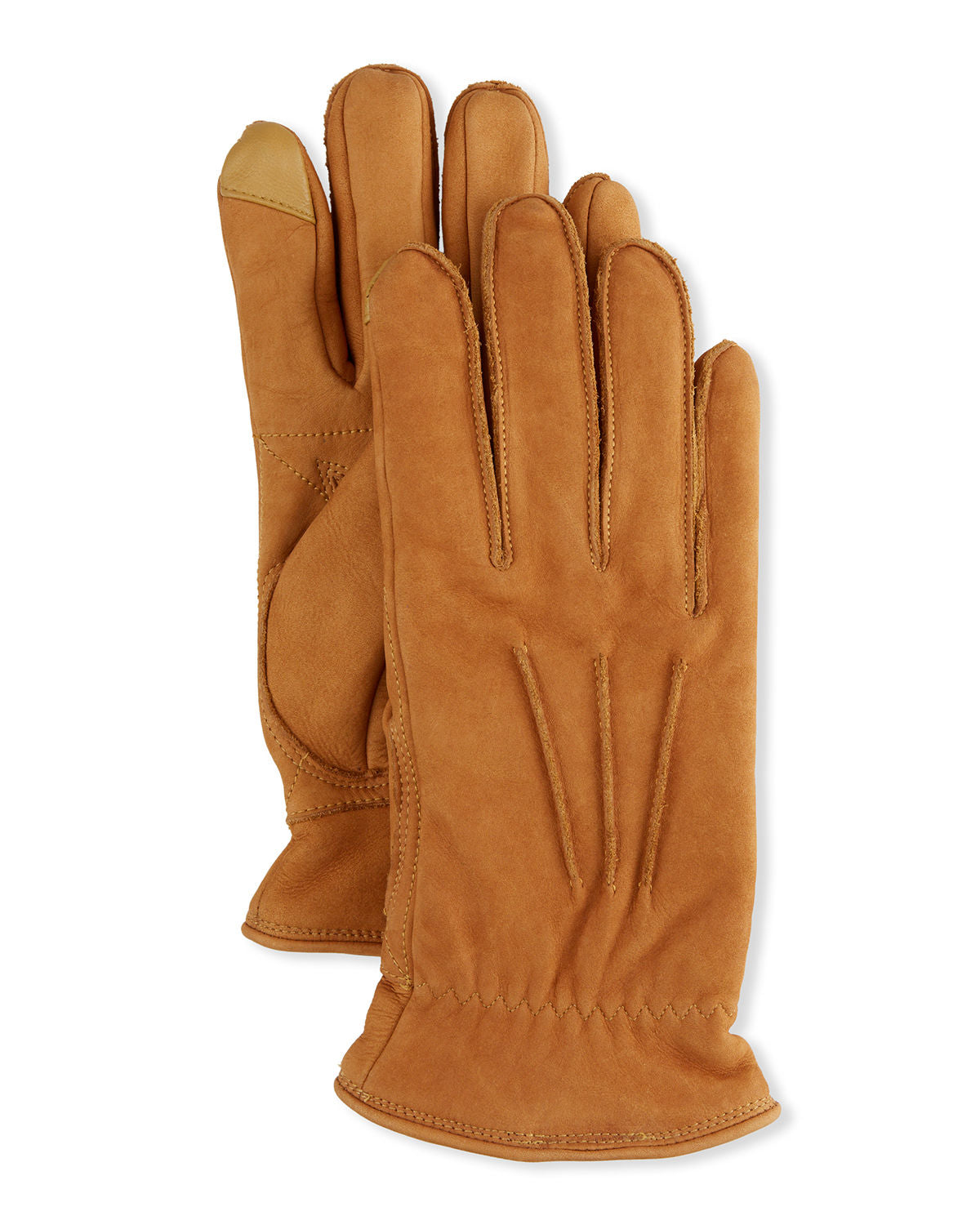 UGG Mens 3 Point Leather Tech Gloves with Sherpa Lining  Chestnut Brown XL