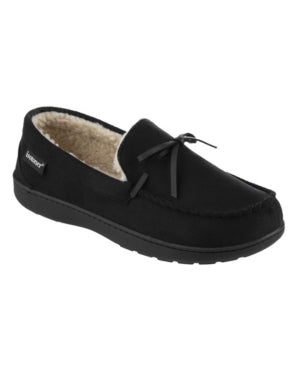 Isotoner Men's Memory Foam Microsuede Moccasin Slippers Black Medium  8 to 9