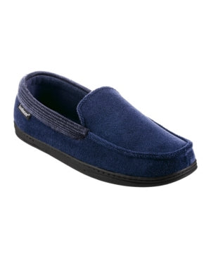 Isotoner Signature Men's Memorry Foam Moccasin Slippers Navy Blue  13 to 14