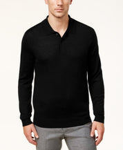 Club Room Mens Marino Wool Blend Regular-Fit Sweater-Knit Deep Black Large