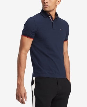Tommy Hilfiger Men's Custom-Fit Cotton Polo Shirt Navy Sky Captain XL