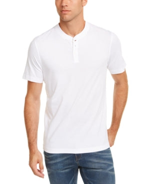 Club Room Men's Solid Henley Short Sleeve T Shirt Bright White XL