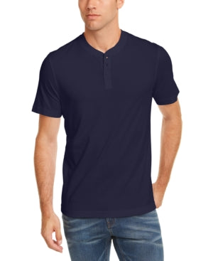 Club Room Men's Solid Henley Dark Blue Large