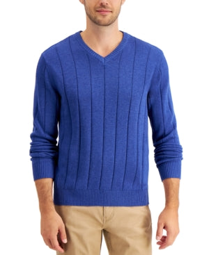Club Room Mens Drop Needle V Neck Sweatshirt Cobalt Blue Medium