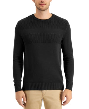 Club Room Mens Black Cotton Crewneck Sweater Black Medium