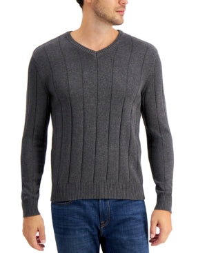 Club Room Men's Dark Gray Large Vneck Sweater