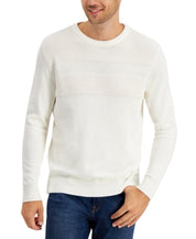 Club Room Mens Textured Cotton Crewneck Sweater Winter Ivory White XXL 2XL