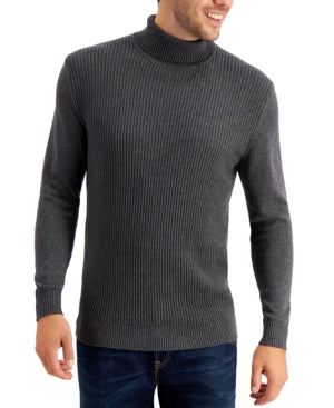 Club Room Men's Textured Cotton Turtleneck Sweater  Charcoal Heather 2XL