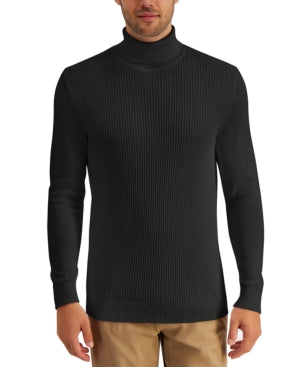 Club Room Men's Textured Cotton Turtleneck Deep Black XL