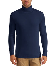 Club Room Men's Textured Cotton Turtleneck Sweater Navy Blue Medium