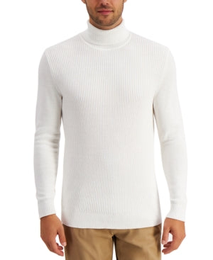 Club Room Mens Textured Cotton Turtleneck Sweater Winter Ivory Medium