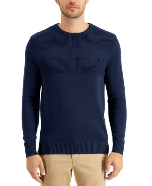 Club Room Navy Blue Textured Cotton Sweater Medium