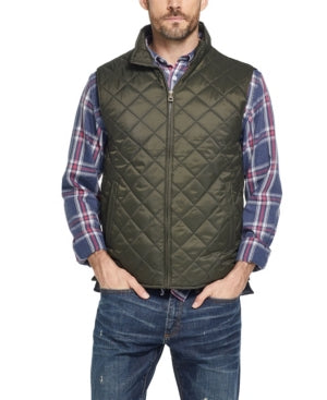 Weatherproof Vintage Men's Diamond Quilted Full Zip Vest Green Medium