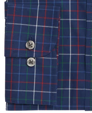 Club Room Mens Regular Fit Button Down Dress Shirt Stretch Plaid Blue 16.5