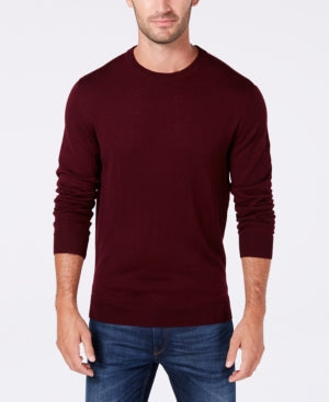 Club Room Men's Regular Fit Red Plum Crewneck Sweater Medium